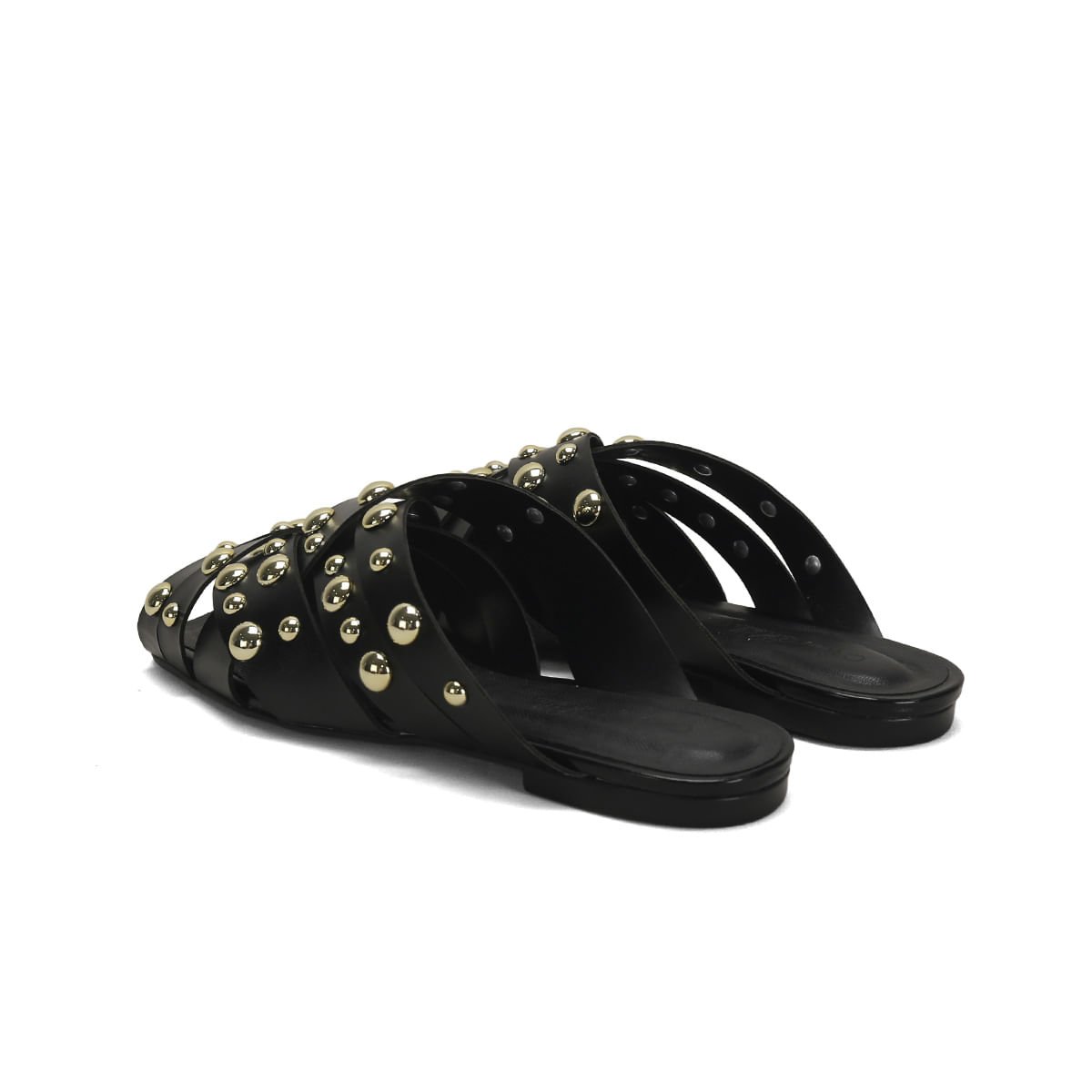 Mule Napa Preto Esferas Douradas 2cm Preto 3