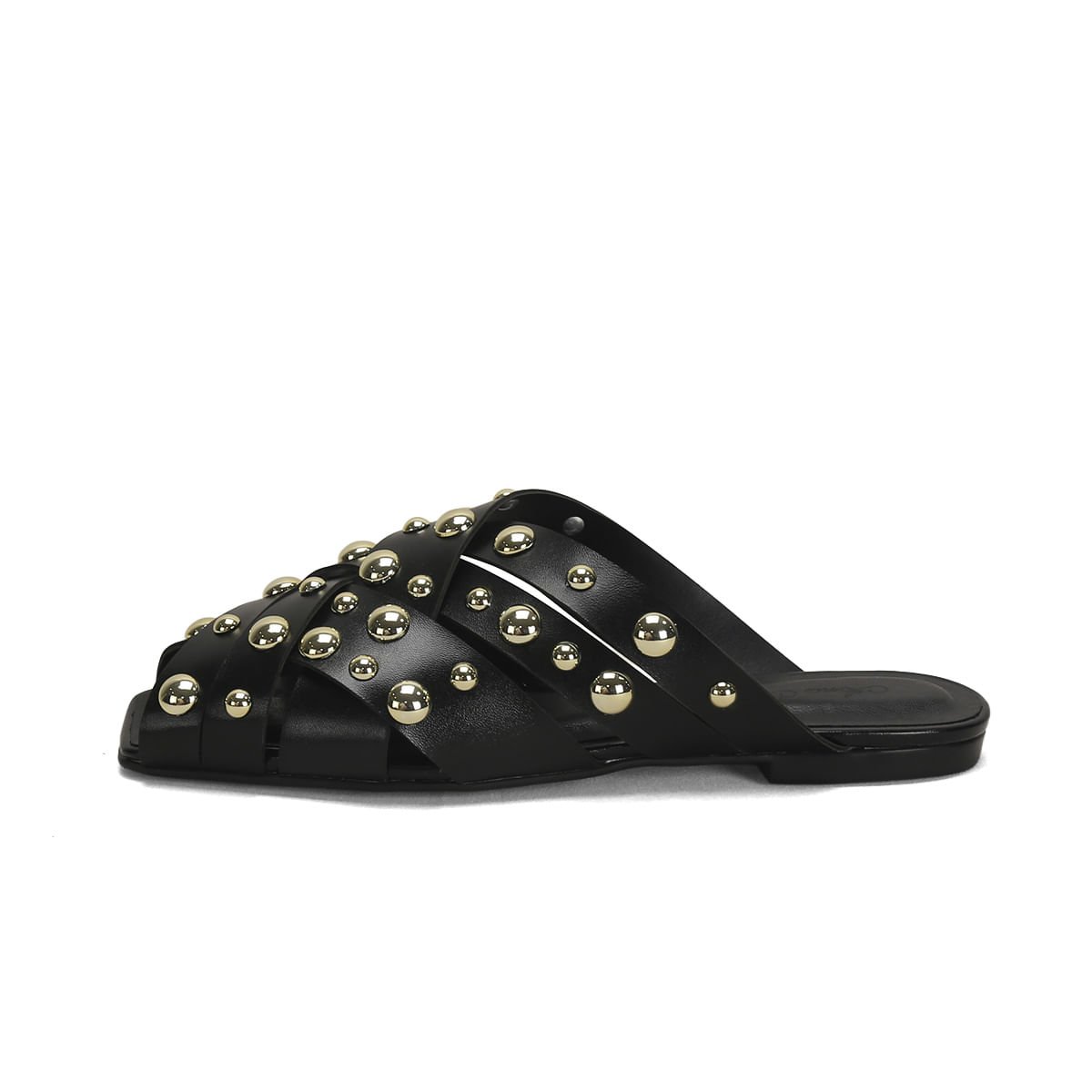 Mule Napa Preto Esferas Douradas 2cm Preto 4