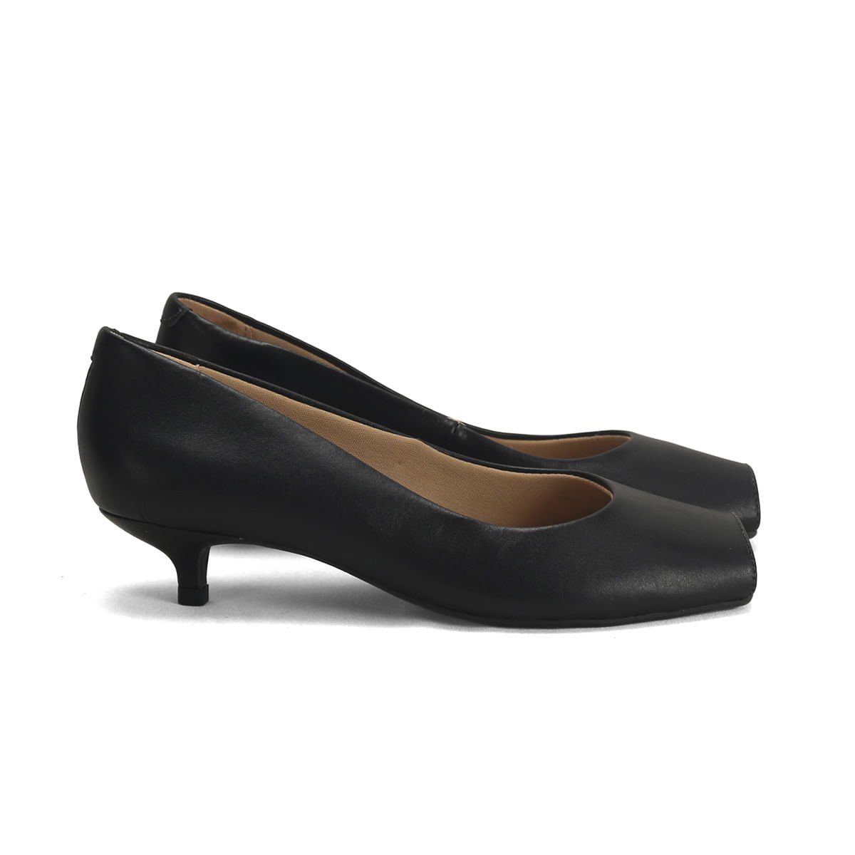 Peep Toe de Couro com Salto Baixo Conforto Ana Mello