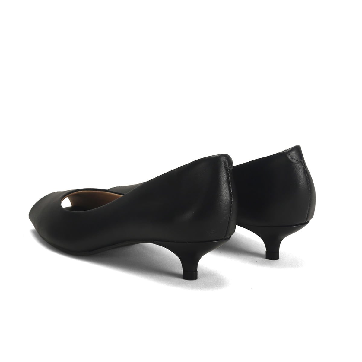 Peep Toe de Couro com Salto Baixo Conforto Ana Mello Preto 3