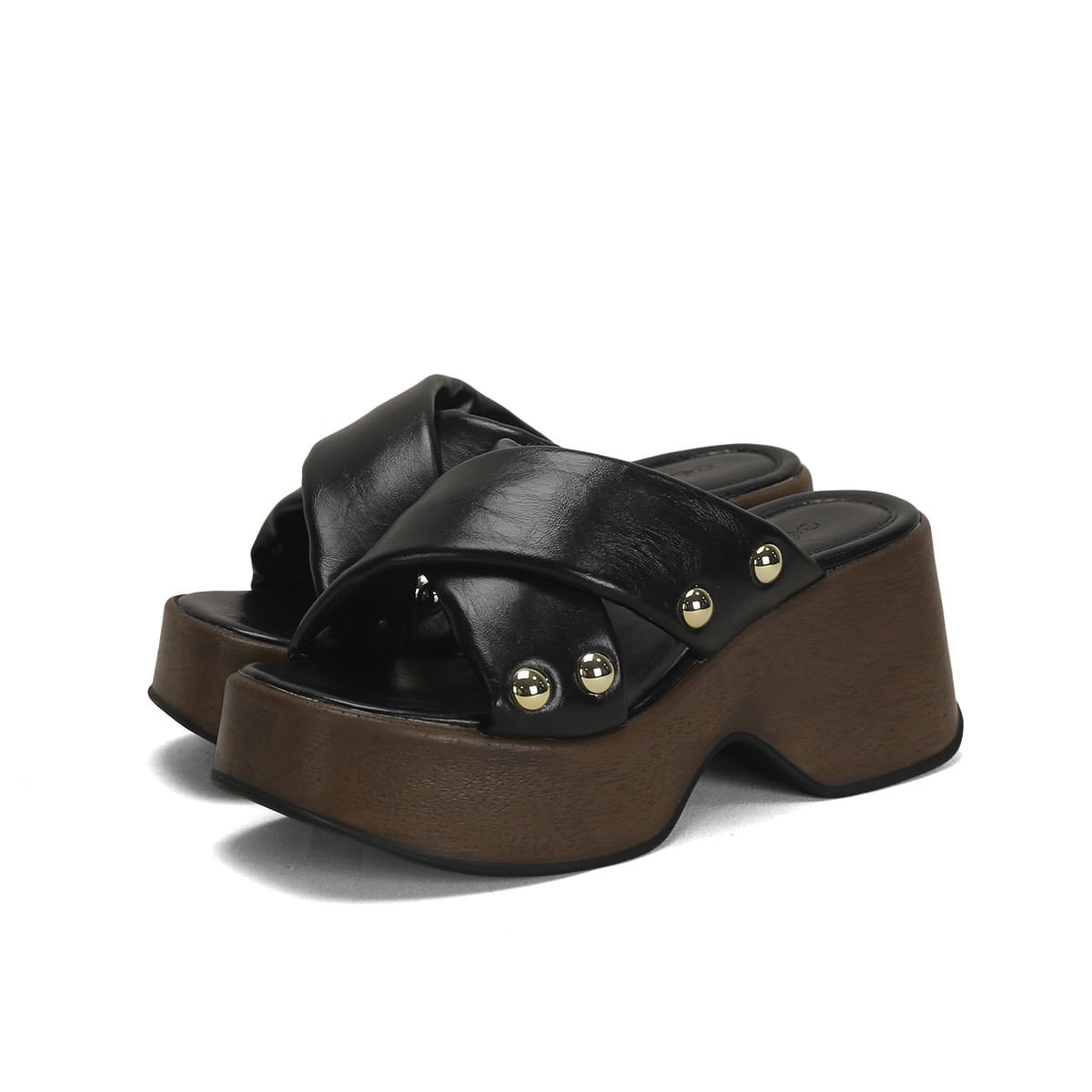 Sandália Plataforma Napa Preta 7cm Preto 2