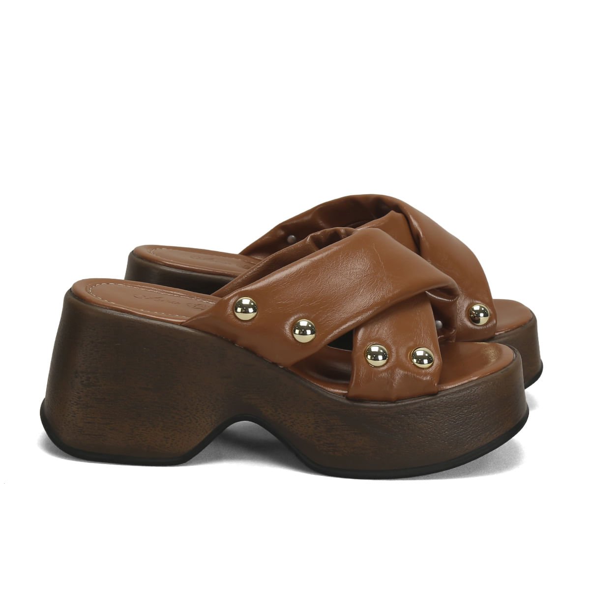 Sandália Plataforma Napa Caramelo 7cm