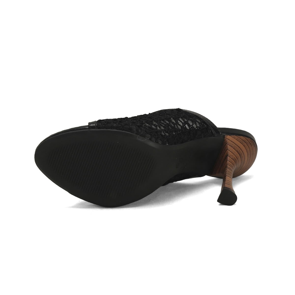 Mule Crochê Salto Preto 10,5cm Sintético Preto 5