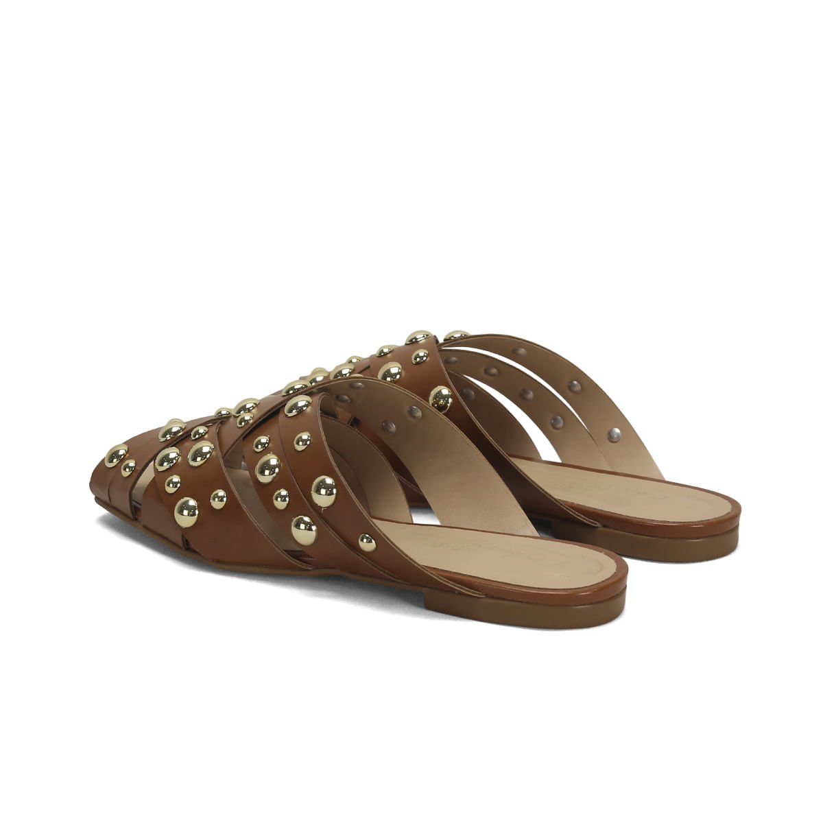 Mule Napa Esferas Douradas Caramelo 2cm Marrom 3