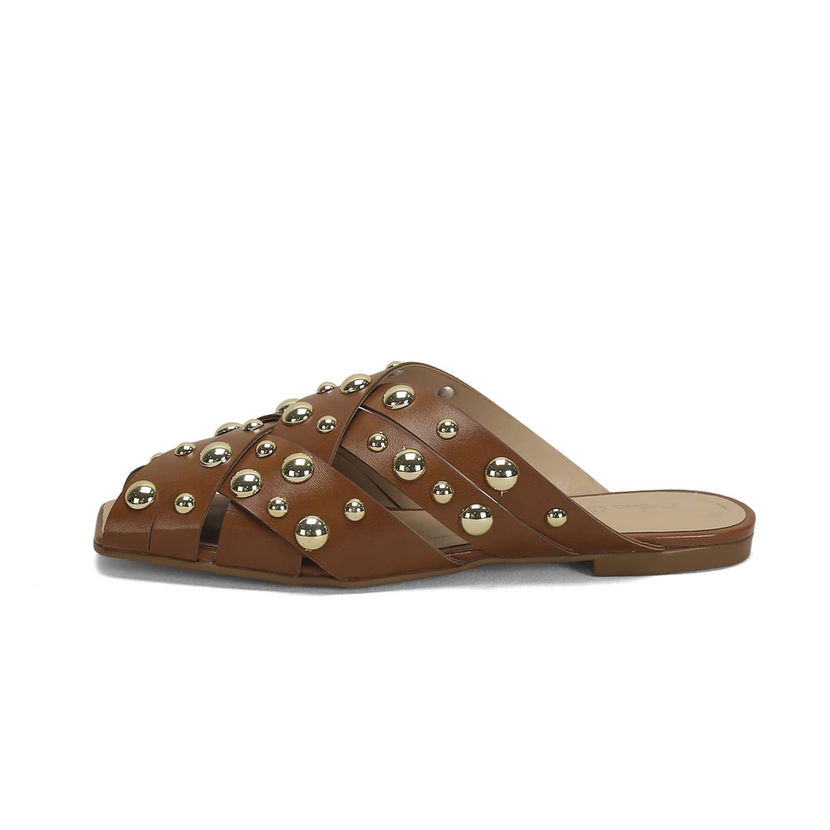 Mule Napa Esferas Douradas Caramelo 2cm Marrom 4