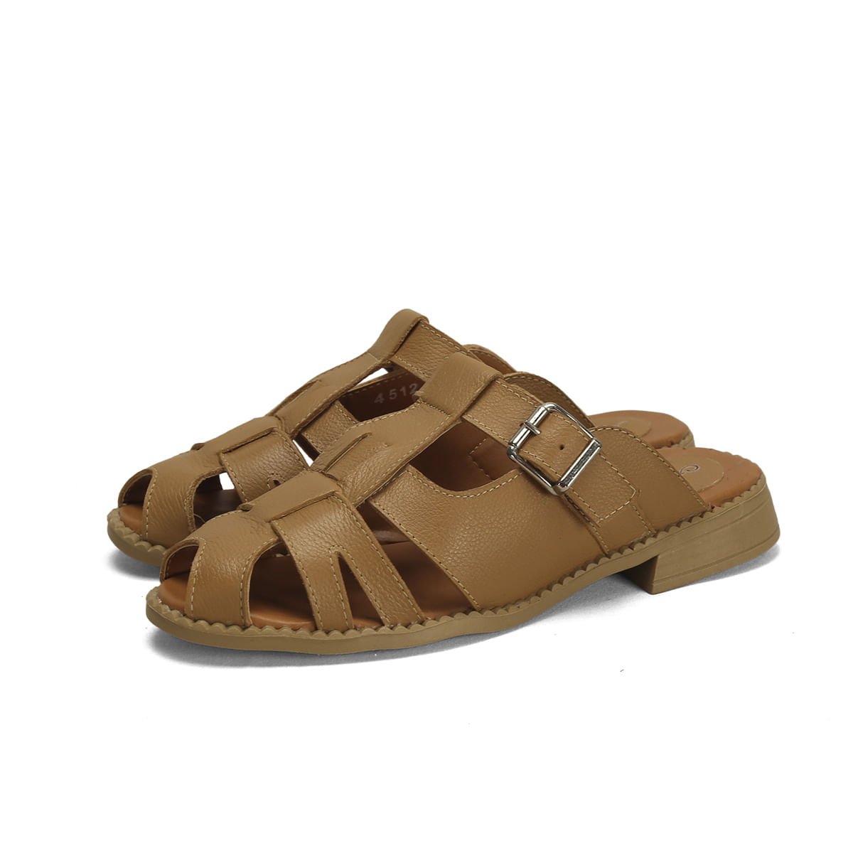 Mule Couro Retrô Caramelo Elegante Confortável Bege 2