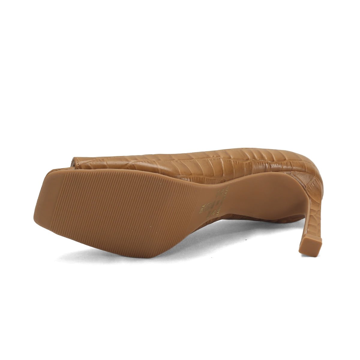 Peep Toe de Couro com Textura Croco Salto Ana Mello Marrom 5