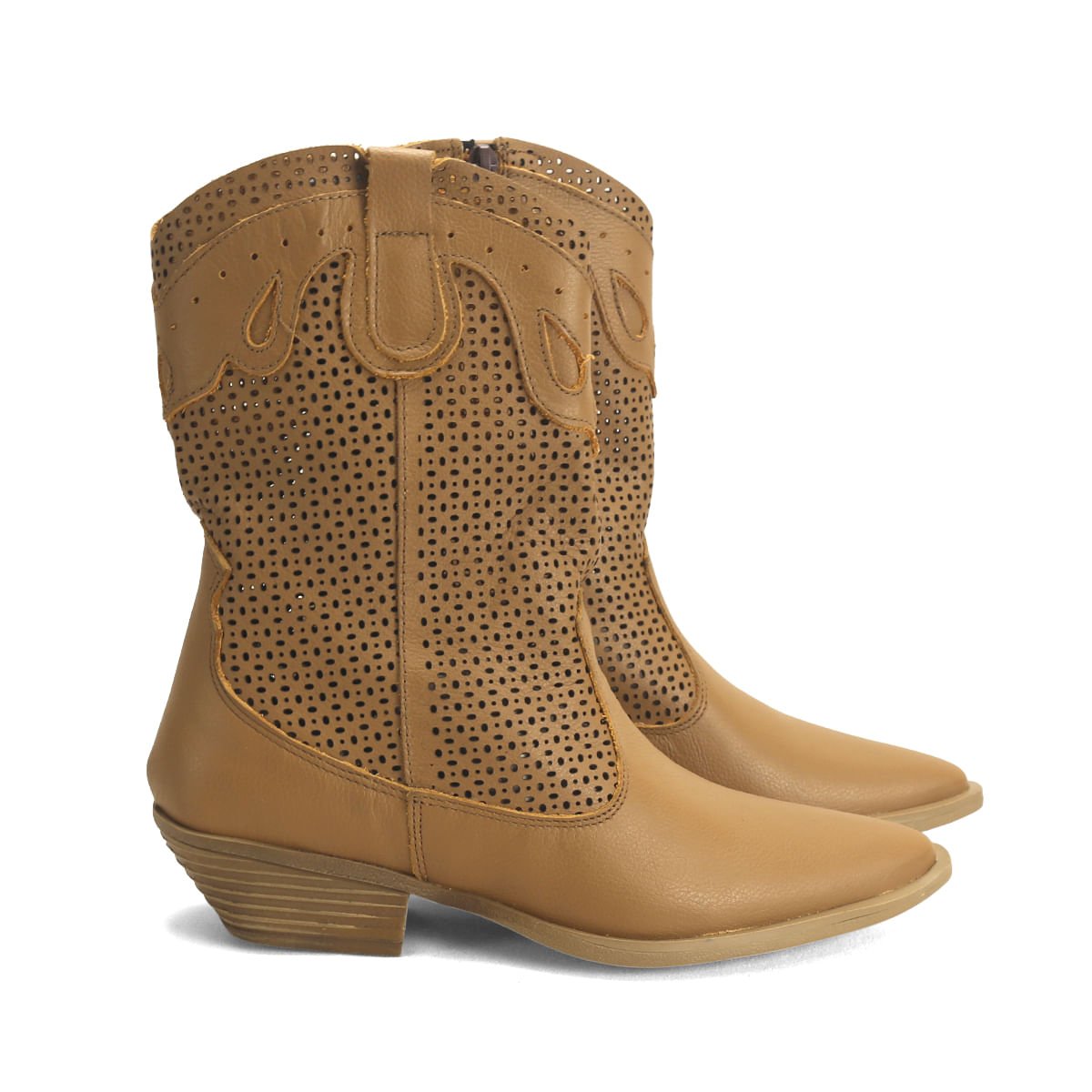 Bota Western Feminina Couro Desenho Laser Ana Mello