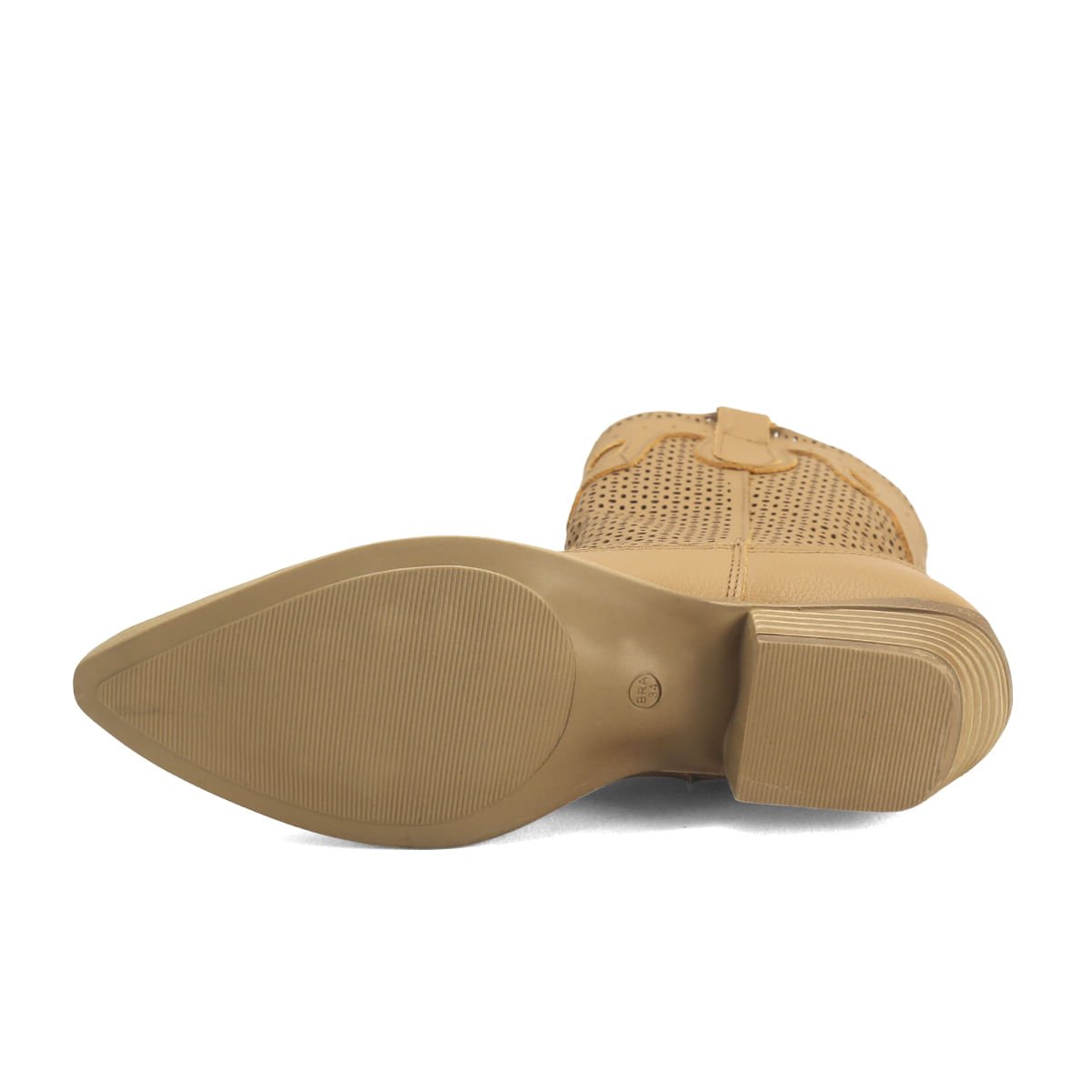 Bota Western Feminina Couro Desenho Laser Ana Mello Bege 5