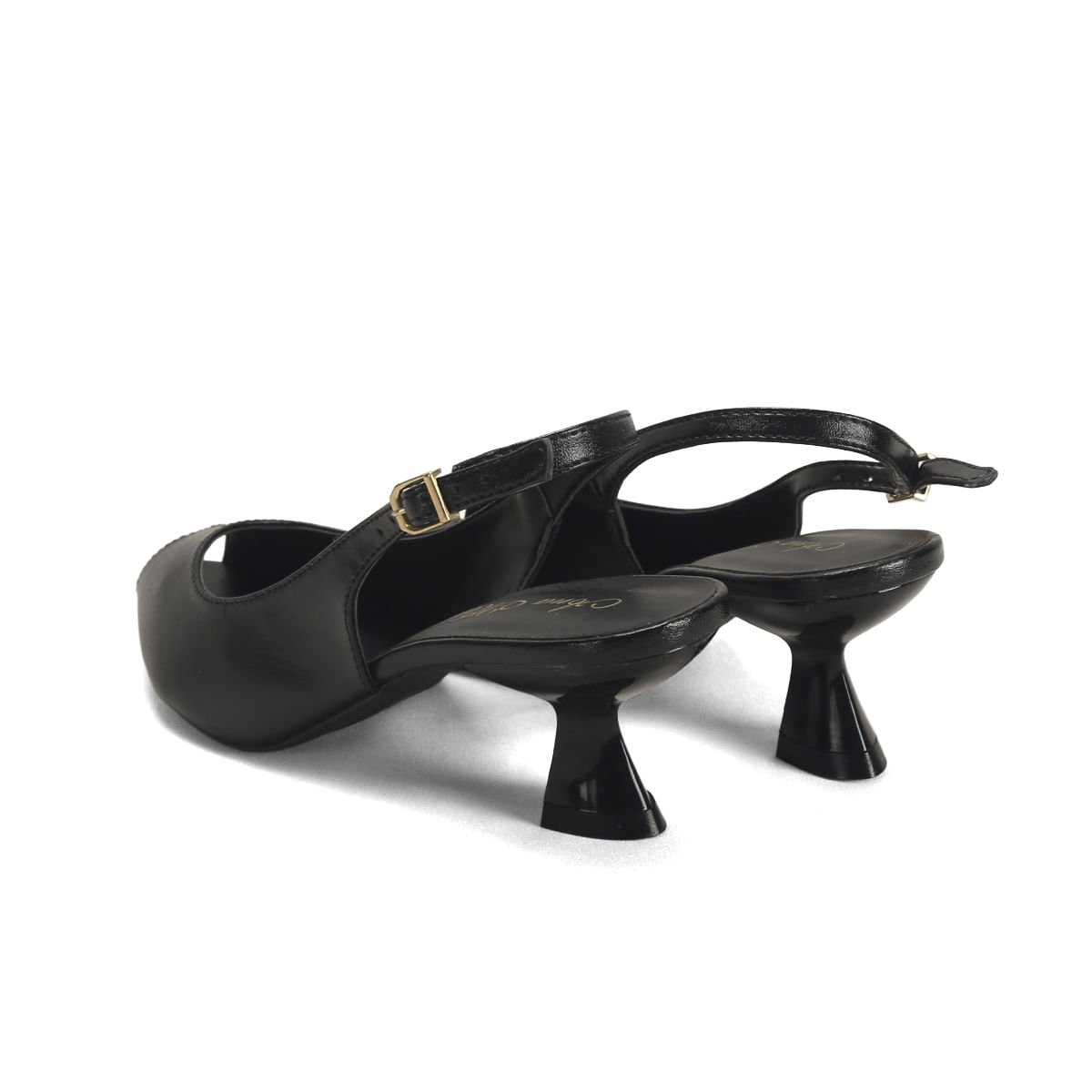 Peep Toe Preto Napa Salto 6,5cm Elegante Confortável Preto 3