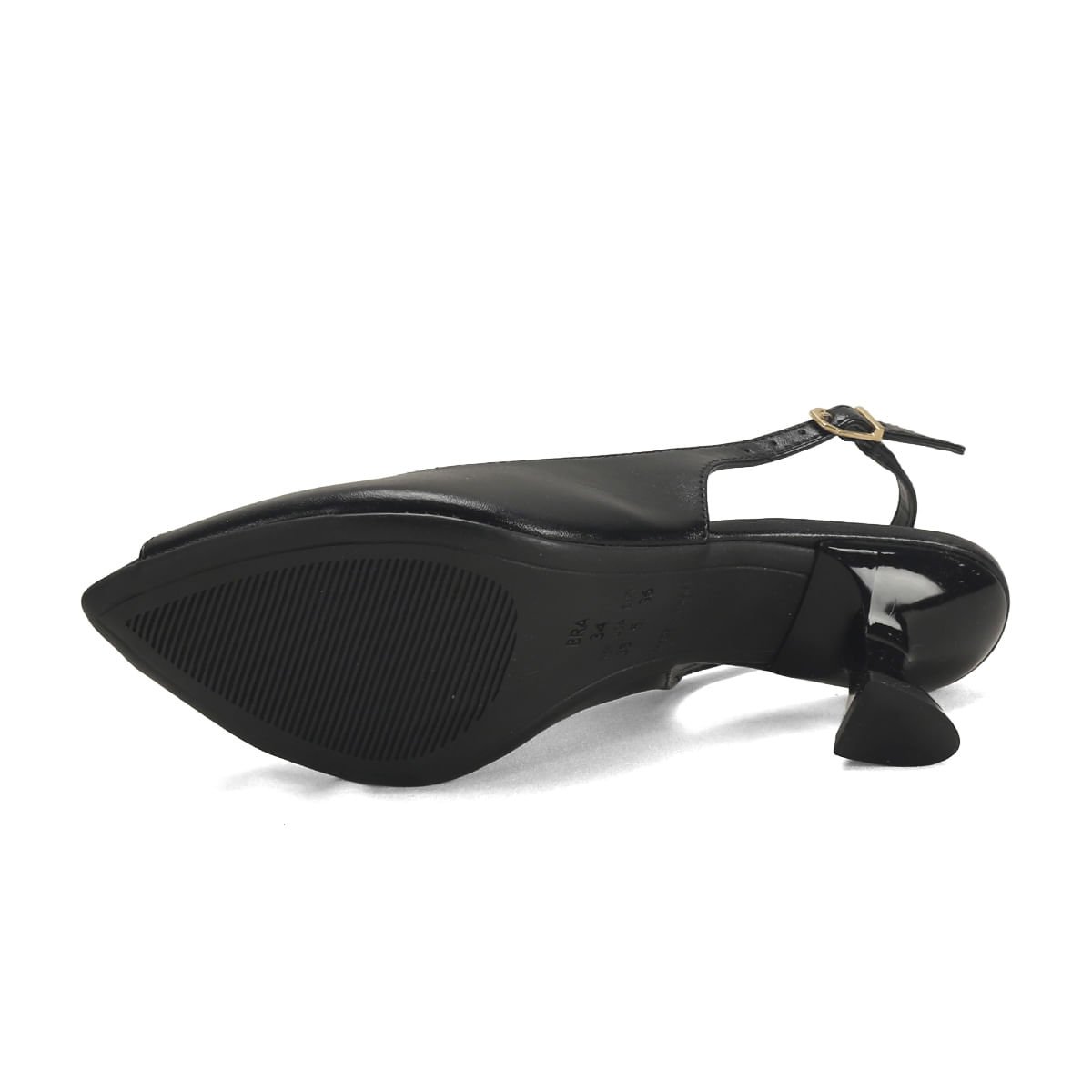 Peep Toe Preto Napa Salto 6,5cm Elegante Confortável Preto 5