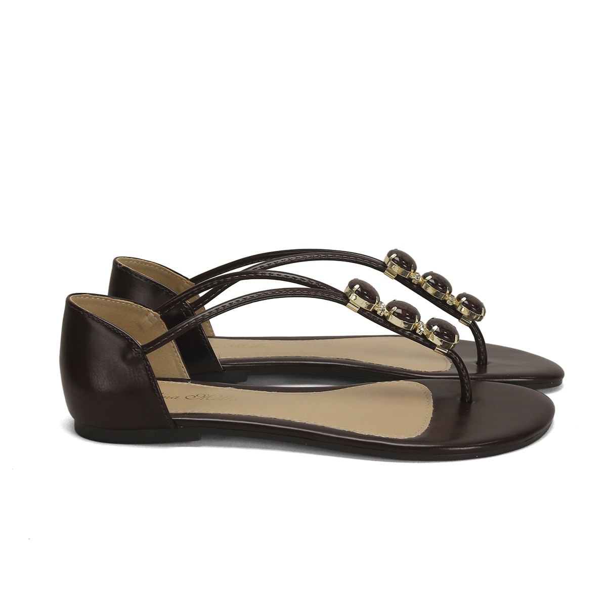 Rasteira Pedras Marmorizadas Café Calce Fácil