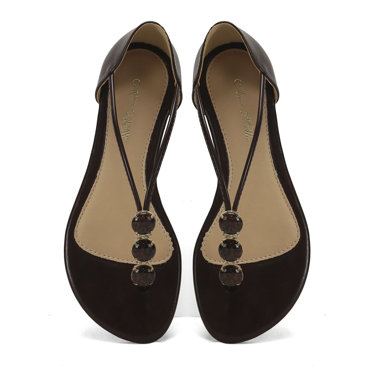 Rasteira Pedras Marmorizadas Café Calce Fácil Café 2