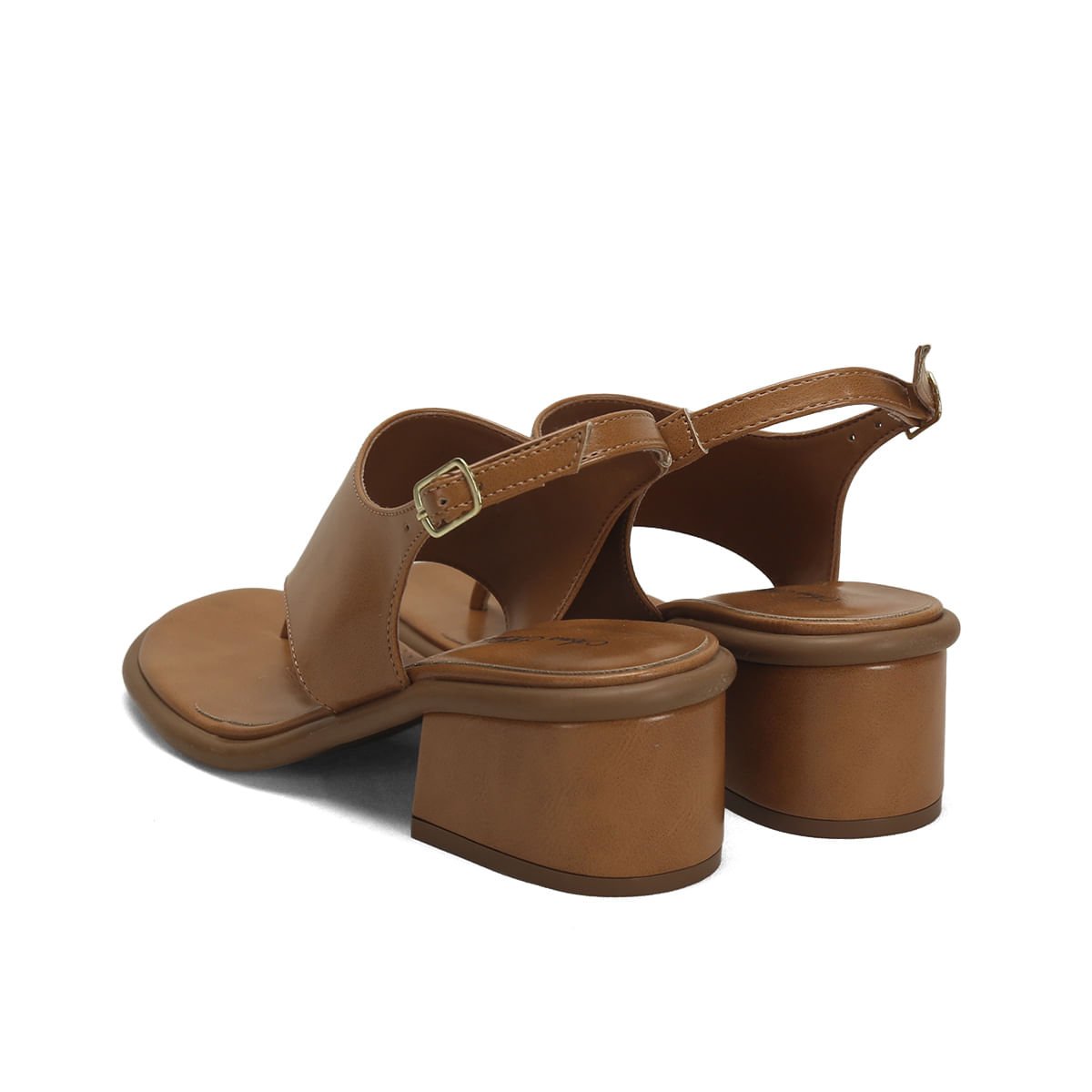Sandália Dedo Caramelo Salto Bloco 6cm Napa Marrom 3