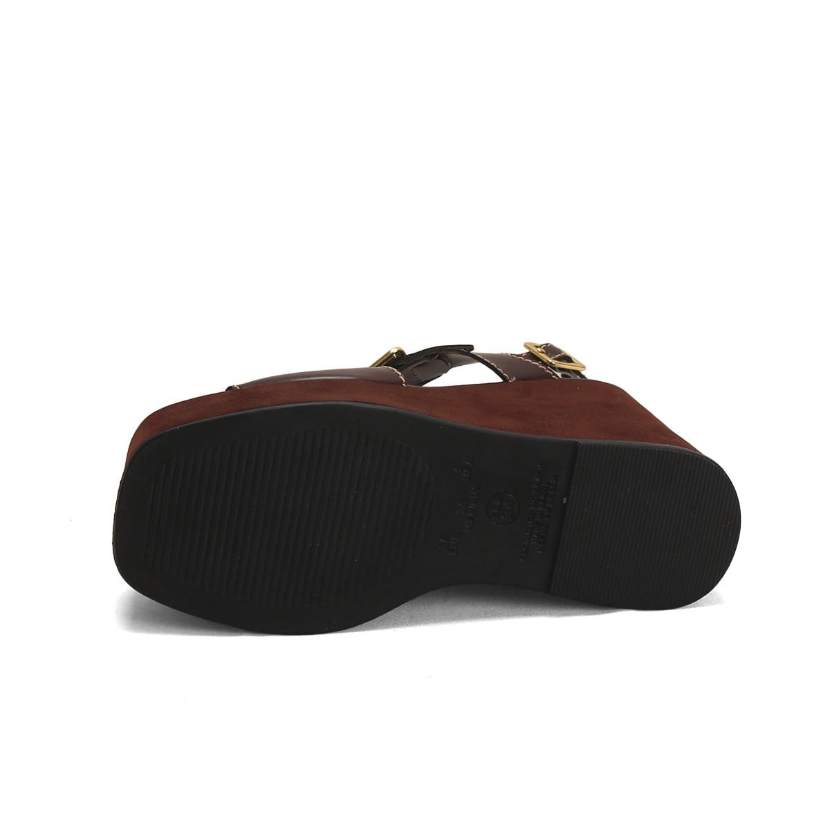 Sandália Anabela Napa Café 12cm Pespontado Confortável Café 5