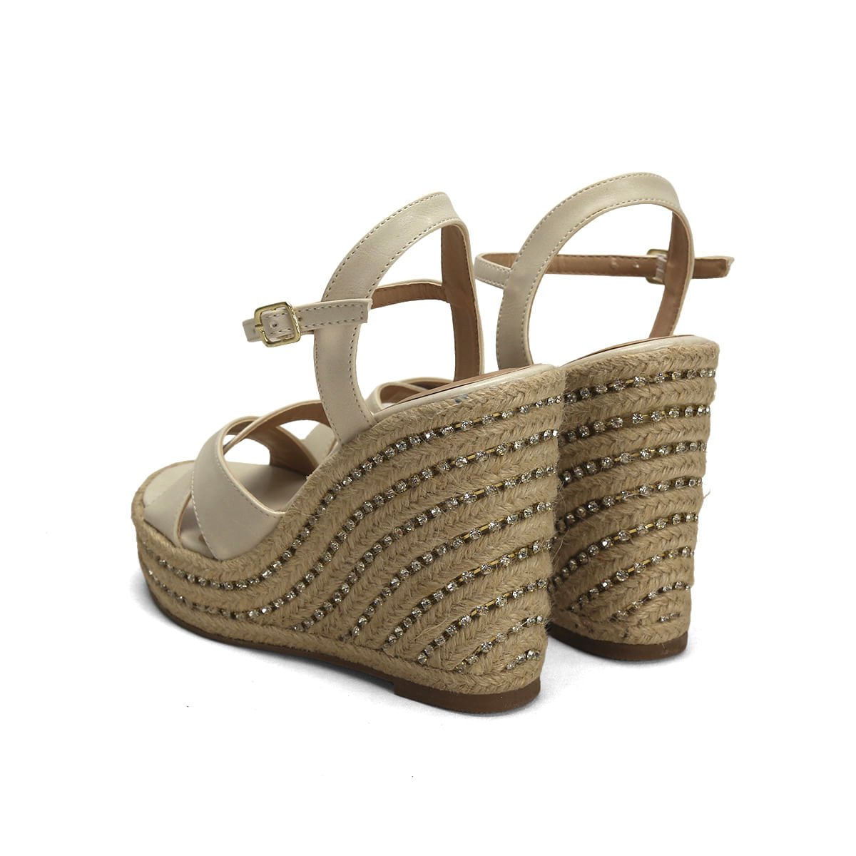 Sandália anabela off white salto cravejado de strass Off White 3