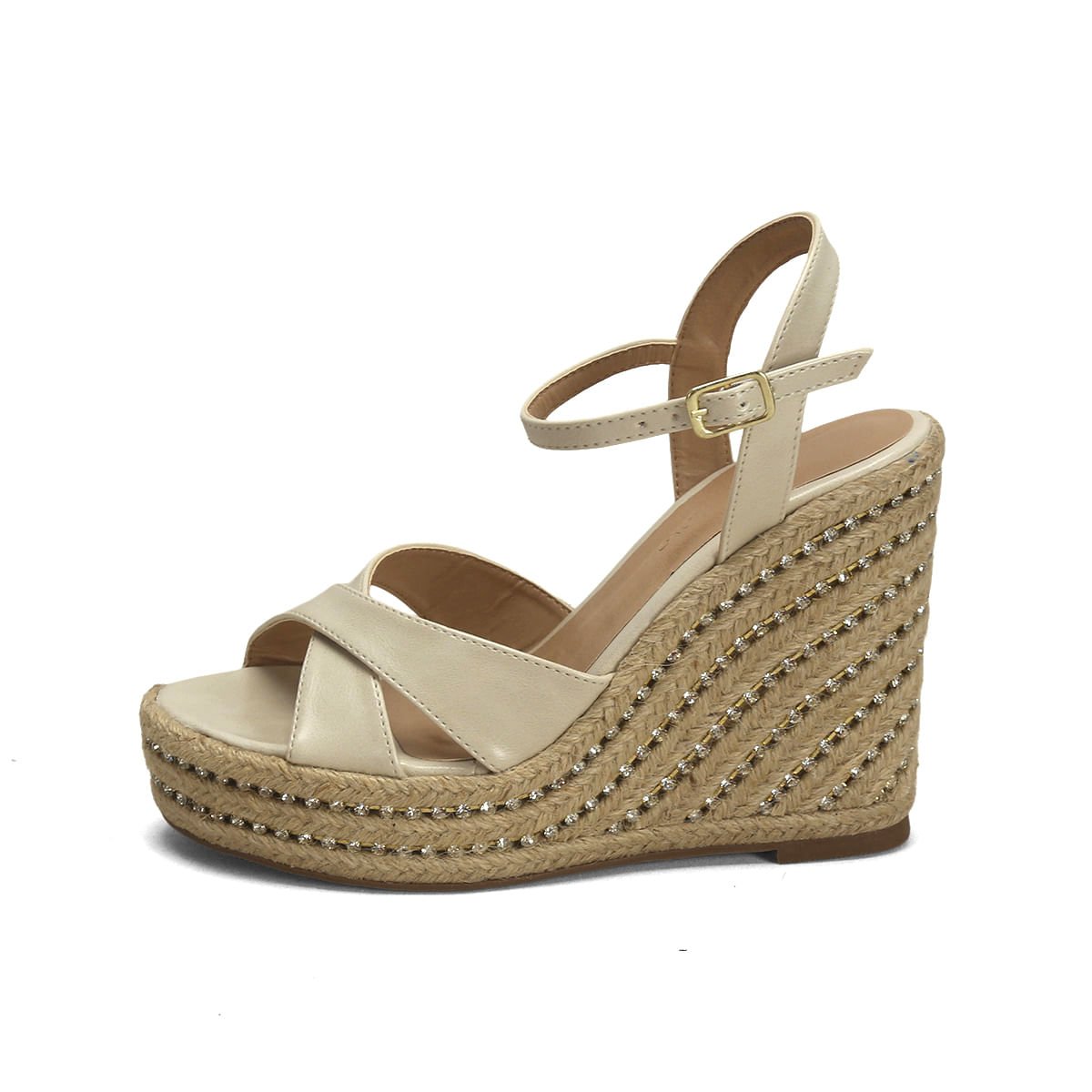 Sandália anabela off white salto cravejado de strass Off White 4