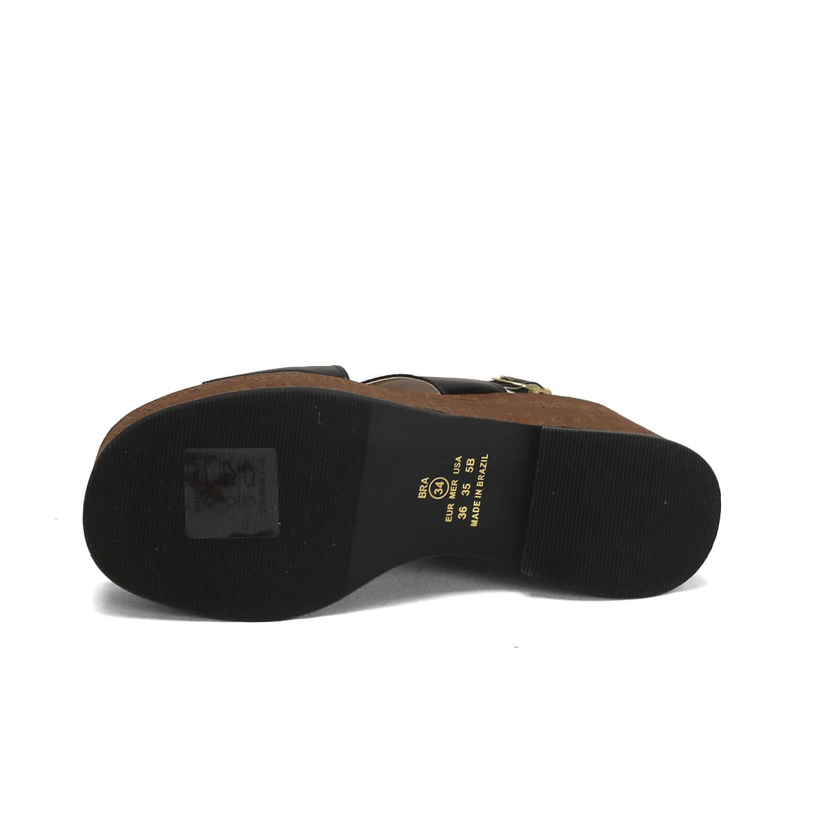 Sandália anabela em x preta com cortiça chocolate Preto 5