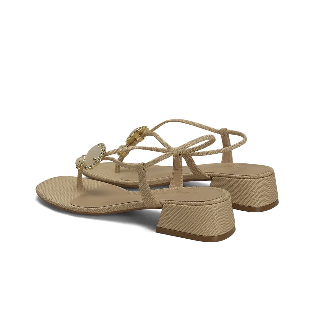 Sandália Natural Pedras Off White Salto 4cm Bege 3