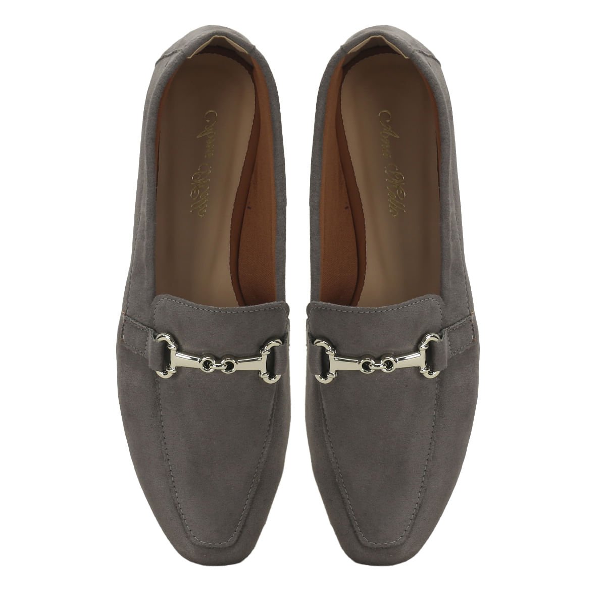 Mocassim clássico suede cinza com fivela ouro light Cinza 2