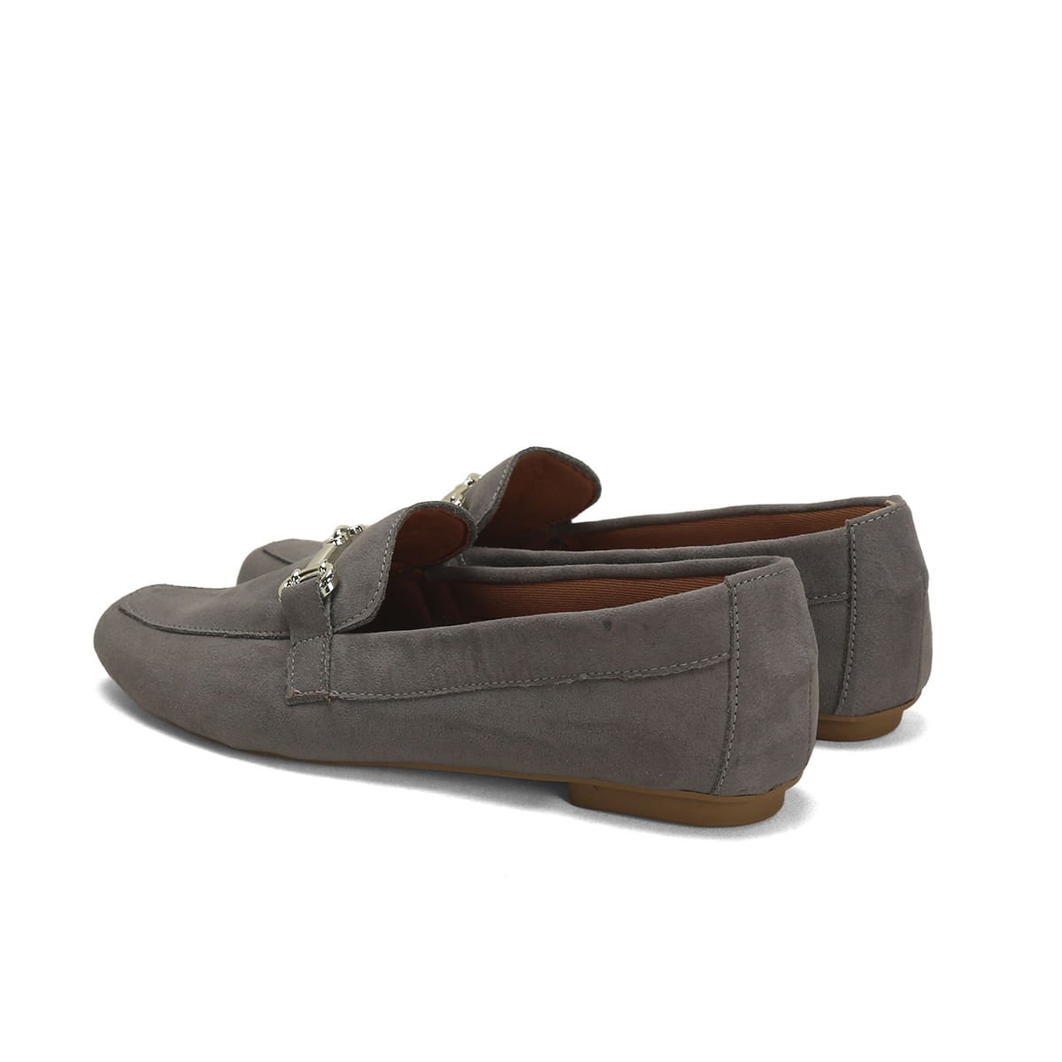 Mocassim clássico suede cinza com fivela ouro light Cinza 3