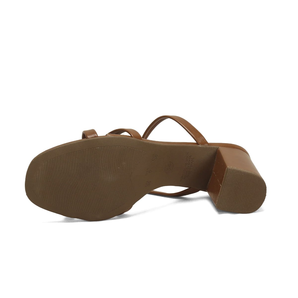 Sandália Salto Bloco Corações Napa Caramelo 7,5cm Marrom 5