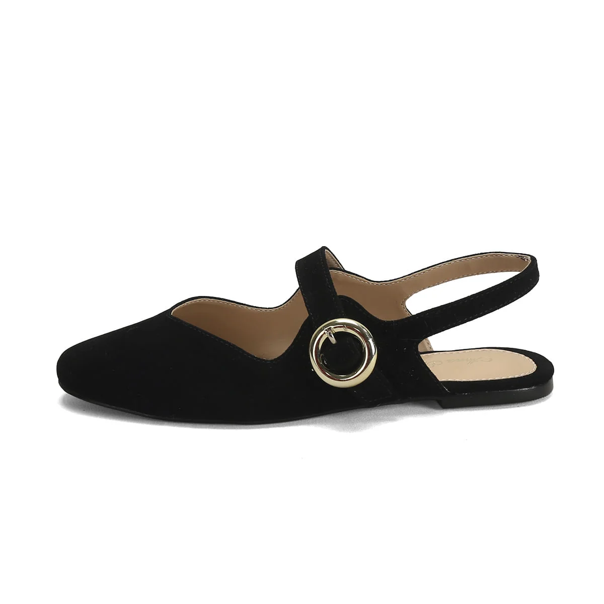 Sapatilha Slingback Camurça Preta Salto 1cm Preto 4