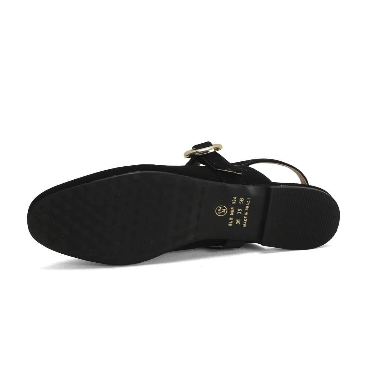 Sapatilha Slingback Camurça Preta Salto 1cm Preto 5