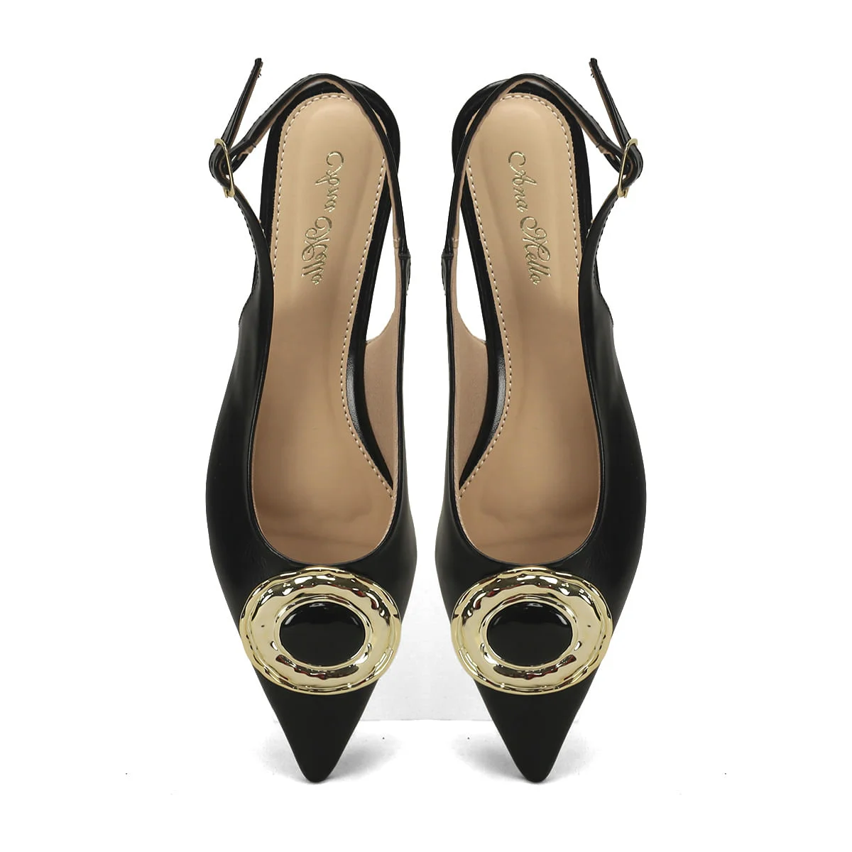 Sapatilha Slingback Maxi Enfeite Preta Napa Preto 2