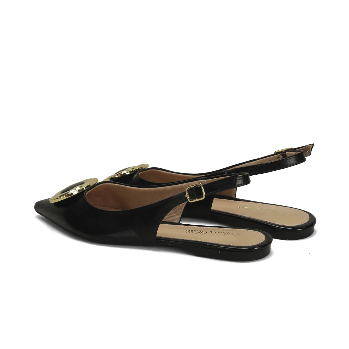 Sapatilha Slingback Maxi Enfeite Preta Napa Preto 3