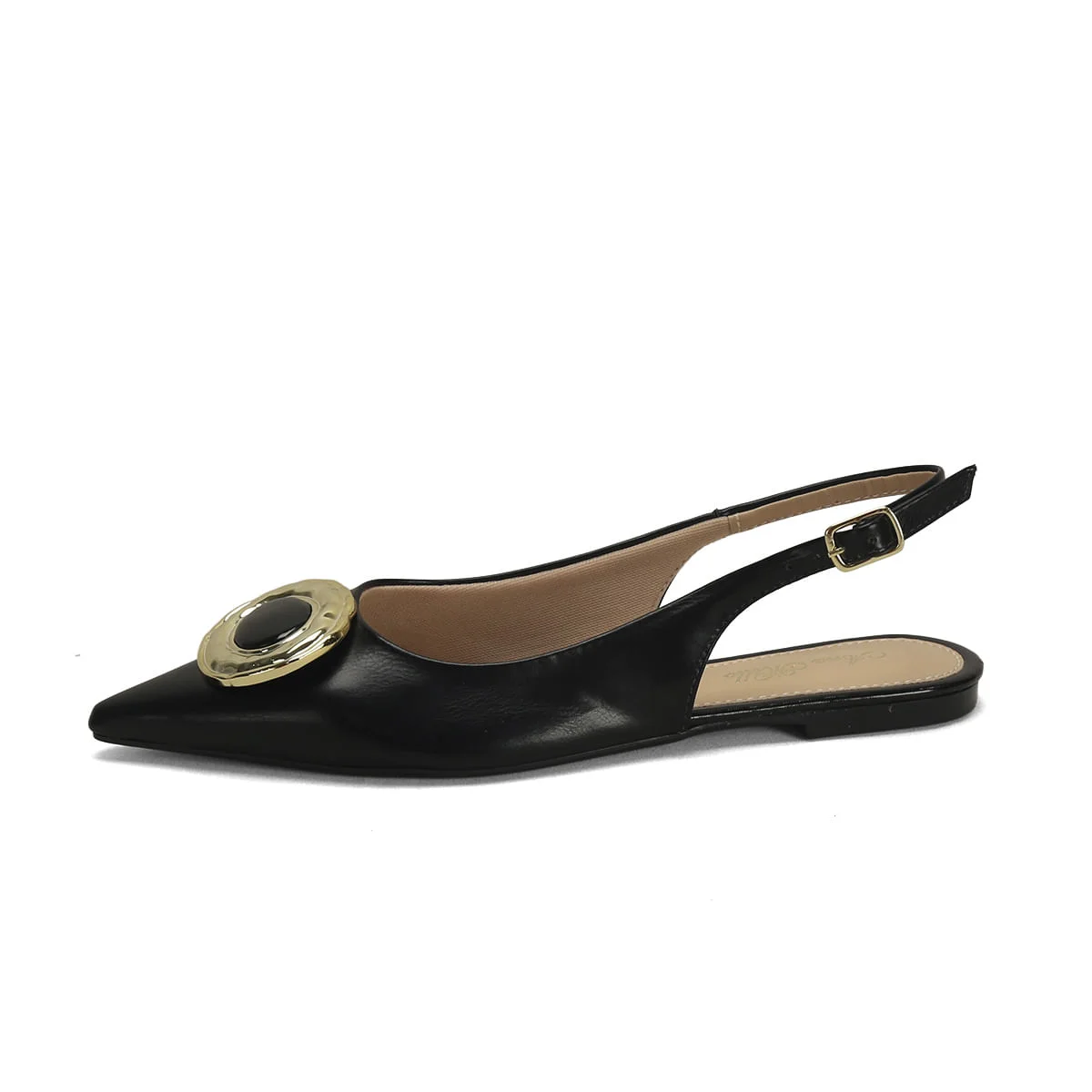 Sapatilha Slingback Maxi Enfeite Preta Napa Preto 4