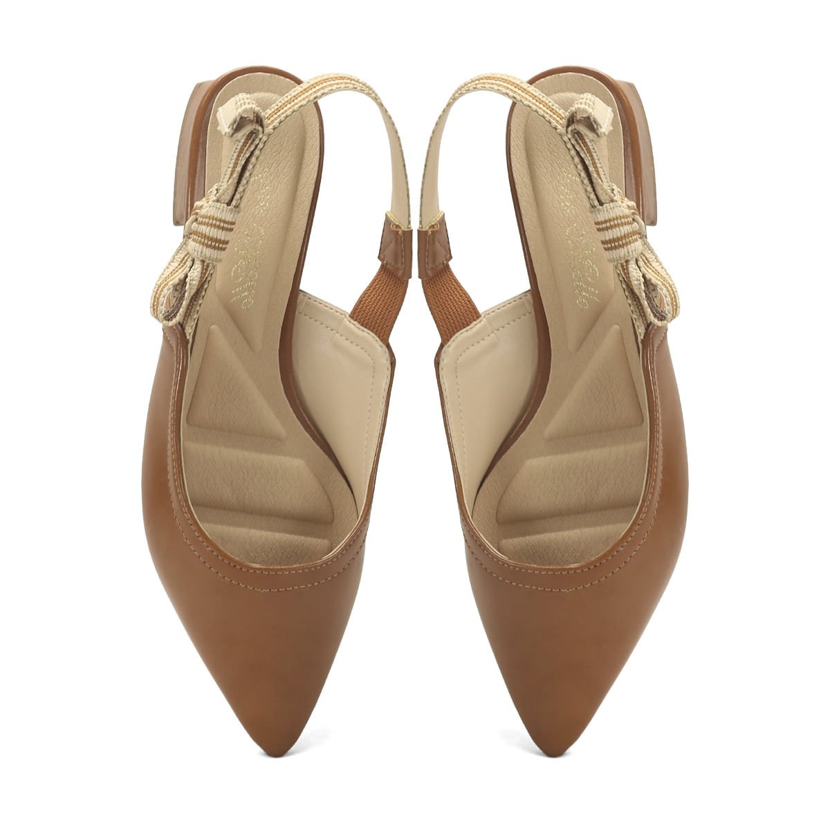 Sapatilha Slingback Gorgurão Caramelo Napa 3cm Caramelo 2