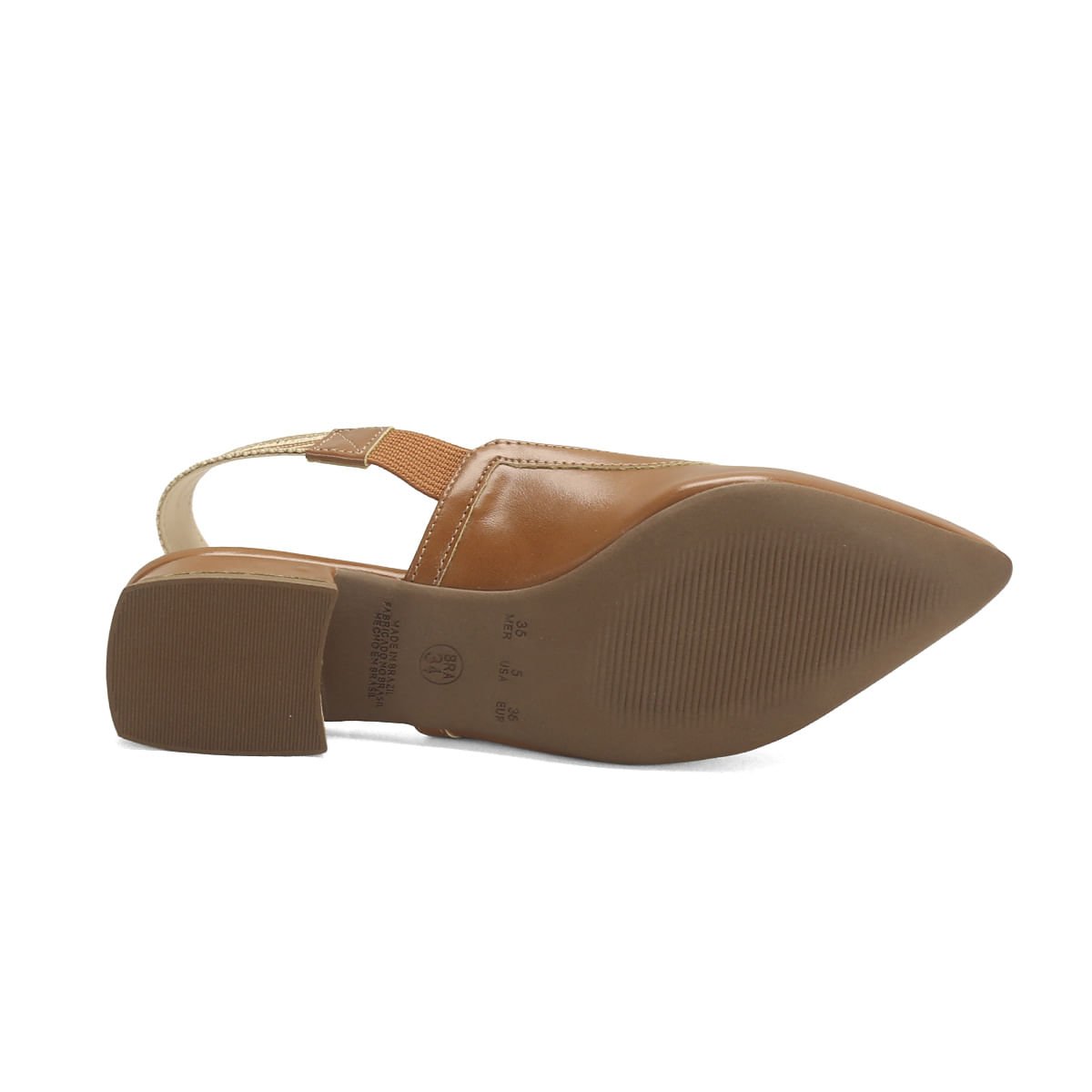 Sapatilha Slingback Gorgurão Caramelo Napa 3cm Caramelo 5