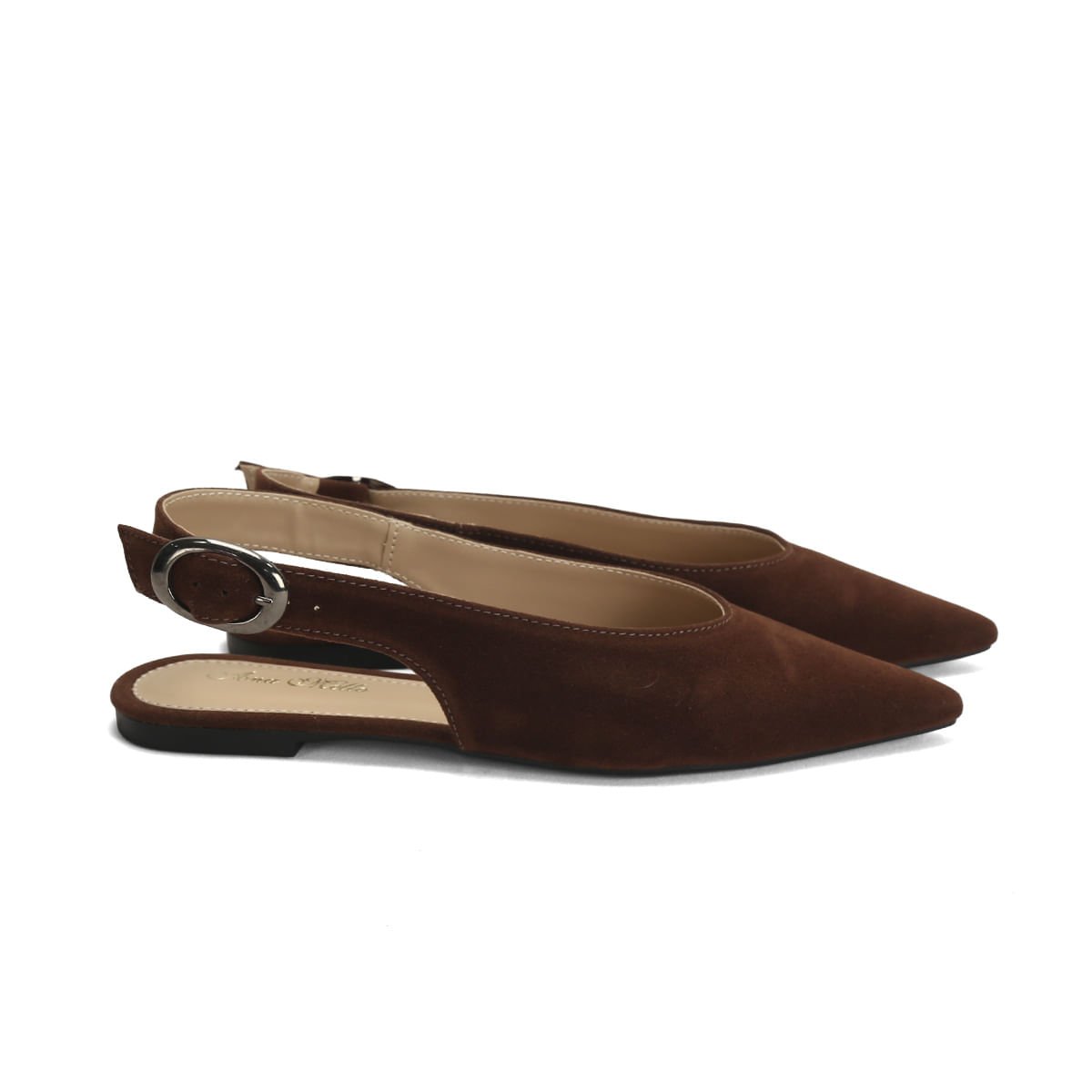 Sapatilha Slingback Camurça Café 1cm
