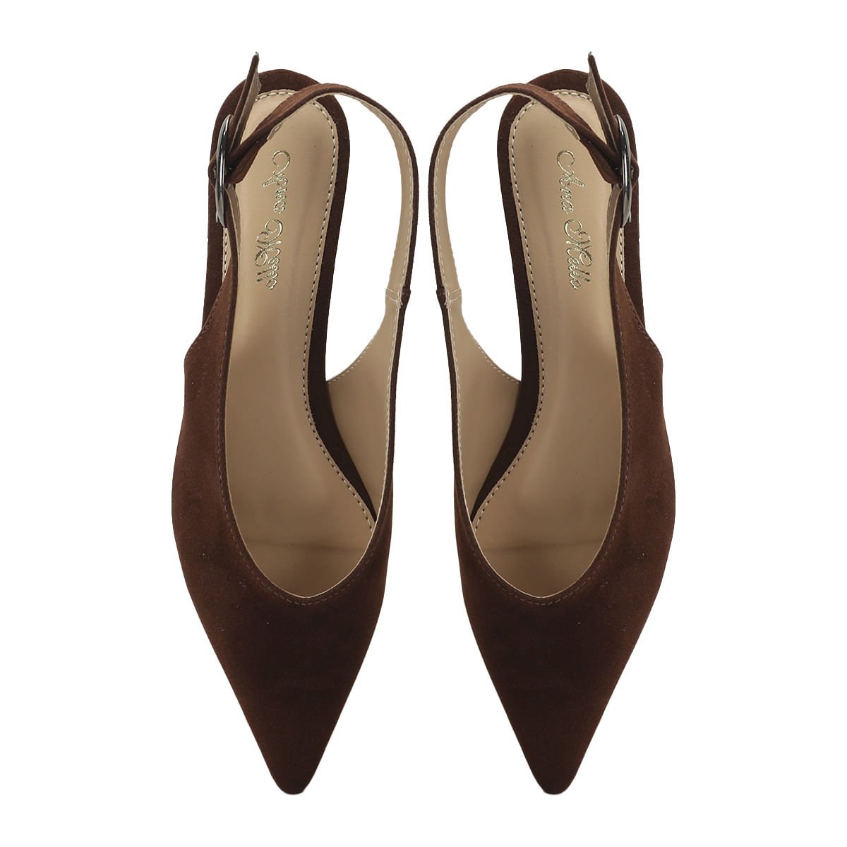 Sapatilha Slingback Camurça Café 1cm Marrom 2