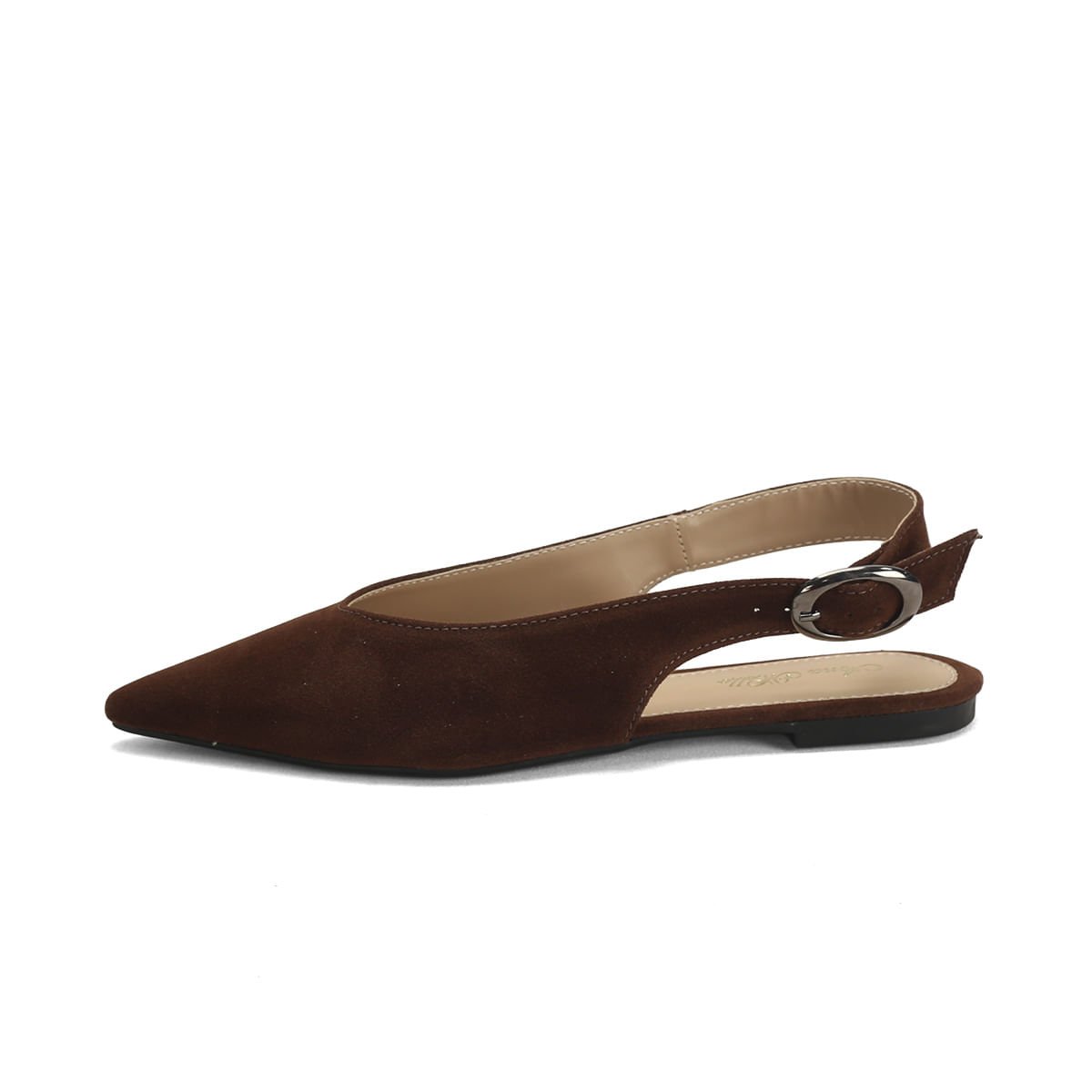 Sapatilha Slingback Camurça Café 1cm Marrom 4