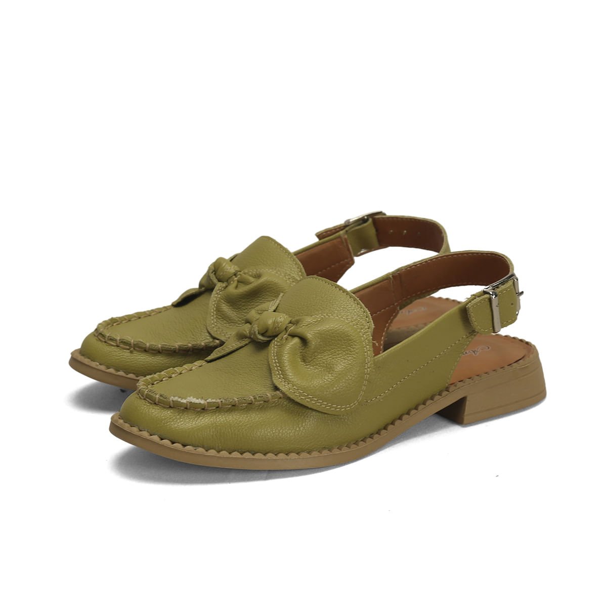 Mocassim Slingback Couro Fly Verde Laço Verde 2