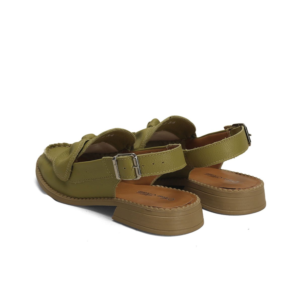 Mocassim Slingback Couro Fly Verde Laço Verde 3