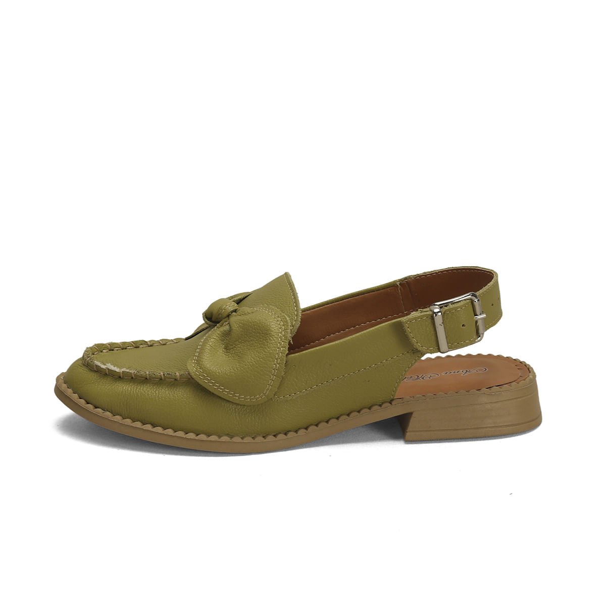 Mocassim Slingback Couro Fly Verde Laço Verde 4