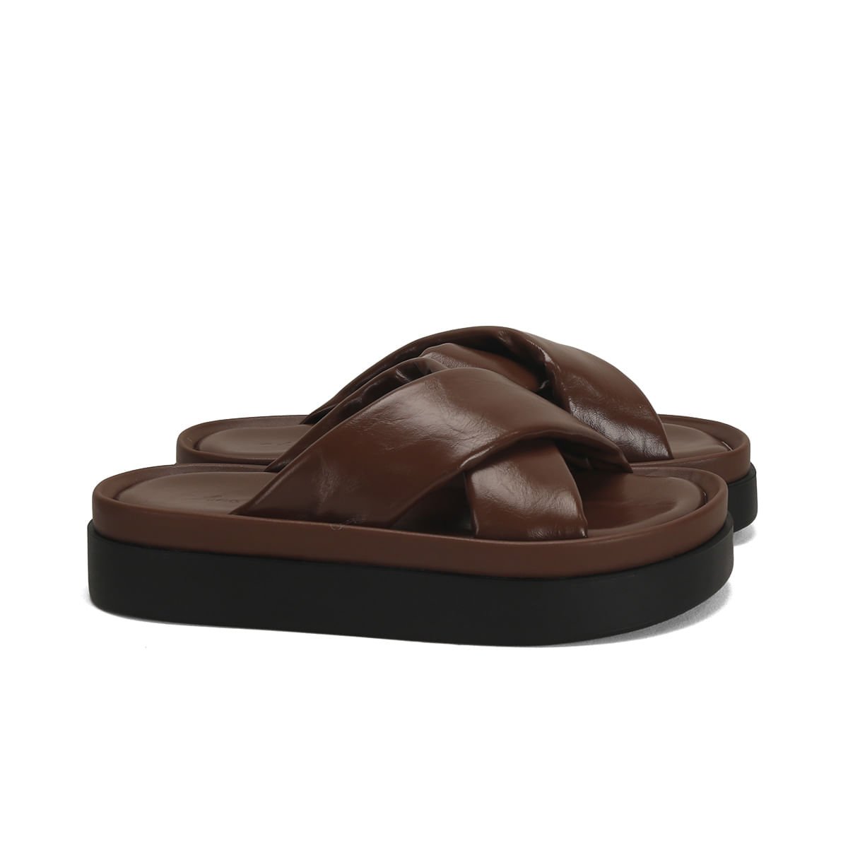 Sandália Flatform Napa Confortável X Café 4,5cm