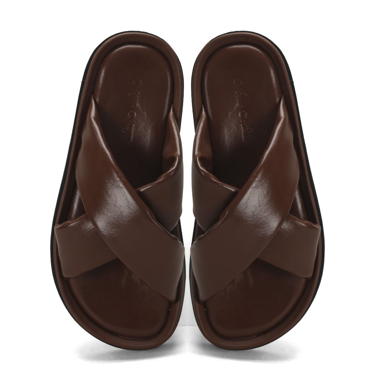 Sandália Flatform Napa Confortável X Café 4,5cm Marrom 2