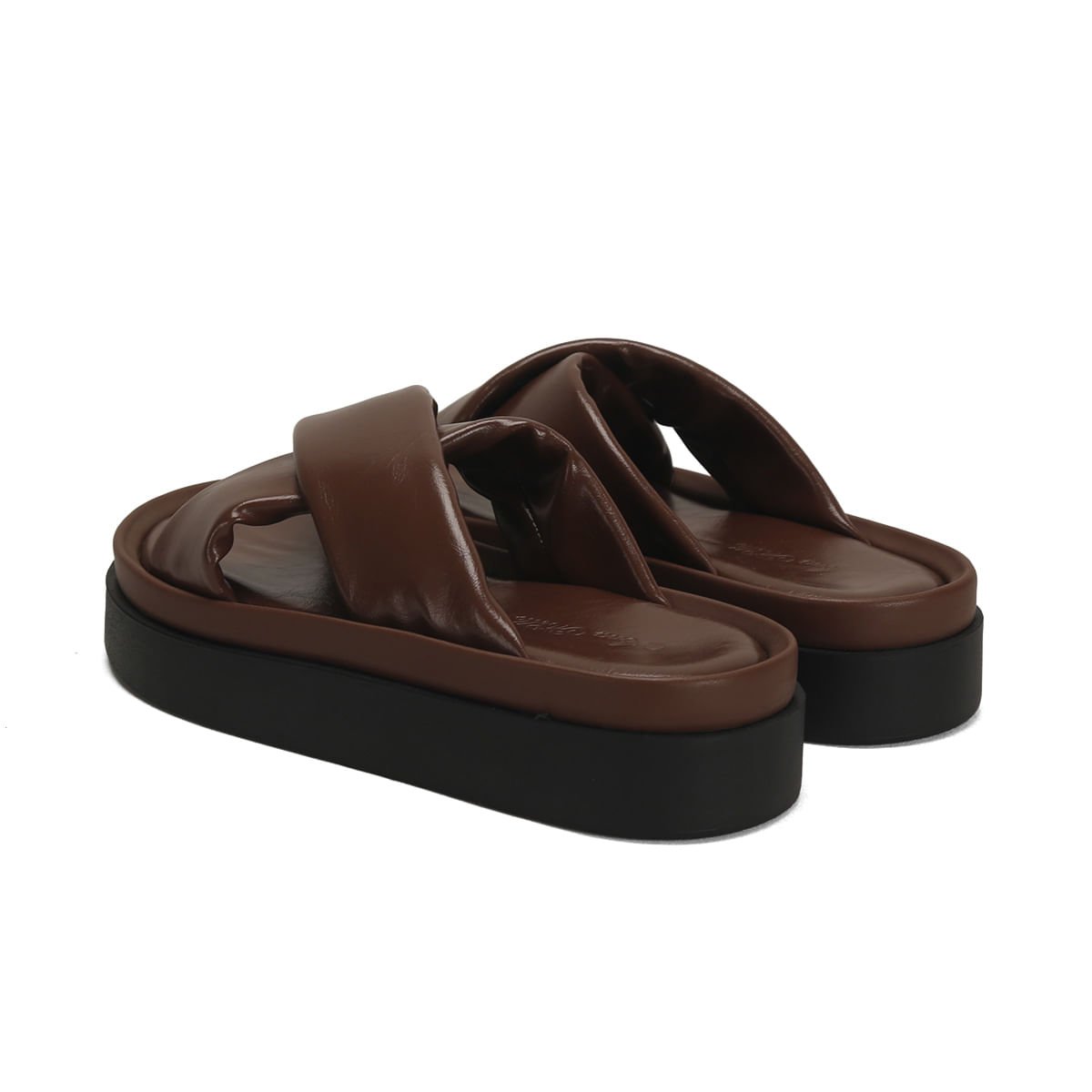 Sandália Flatform Napa Confortável X Café 4,5cm Marrom 3