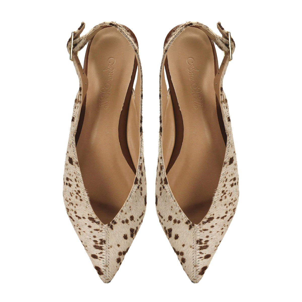 Sapatilha Slingback Couro Estampa Vaquinha Confortável Animal Print 2