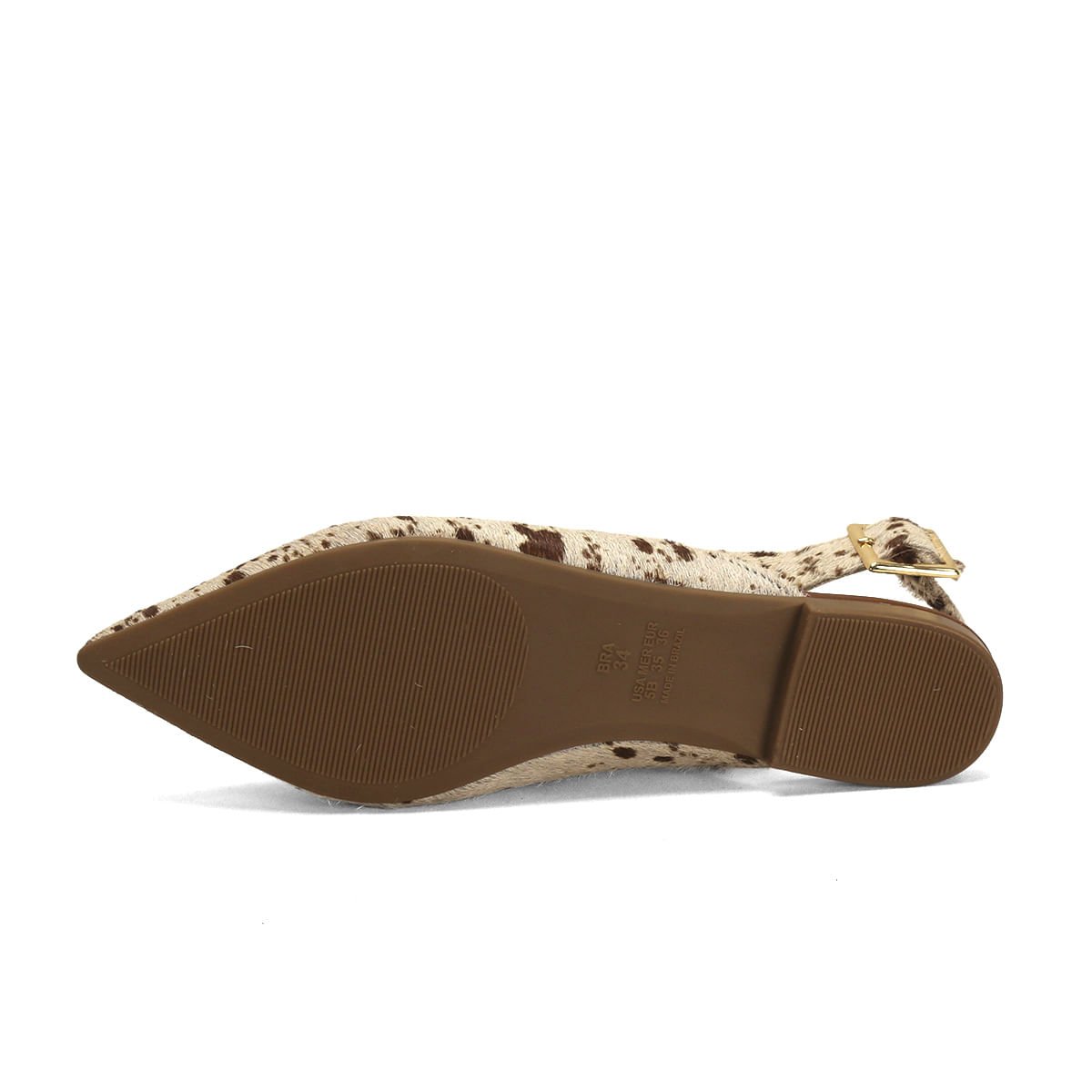 Sapatilha Slingback Couro Estampa Vaquinha Confortável Animal Print 5