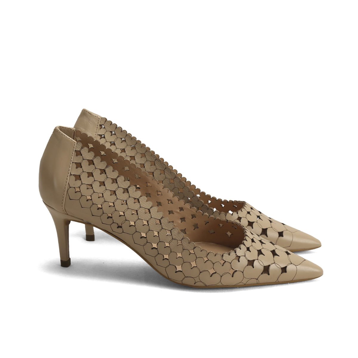 Scarpin de Couro com Detalhes Vazados Laser Ana Mello