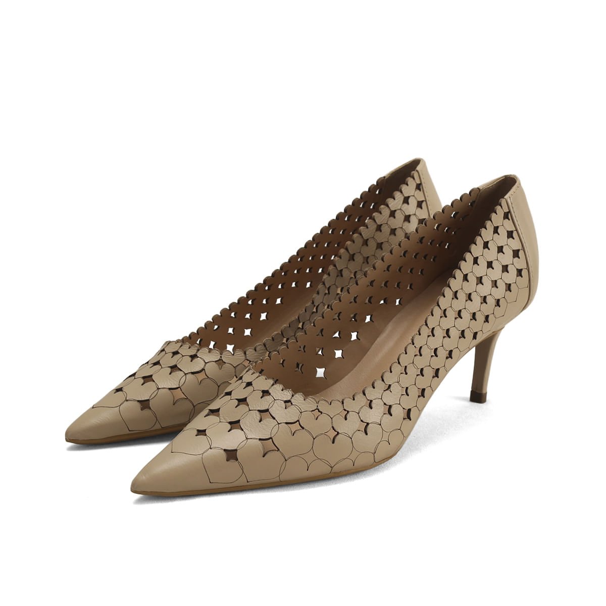Scarpin de Couro com Detalhes Vazados Laser Ana Mello Bege 2