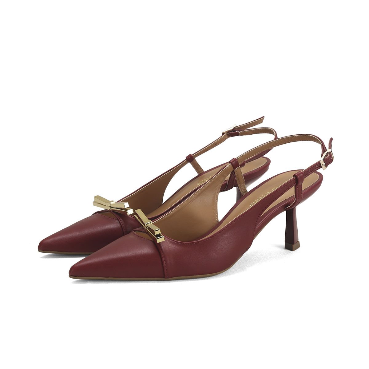 Scarpin Calce Fácil Laço Metalizado Ana Mello Napa 7cm Vinho 2