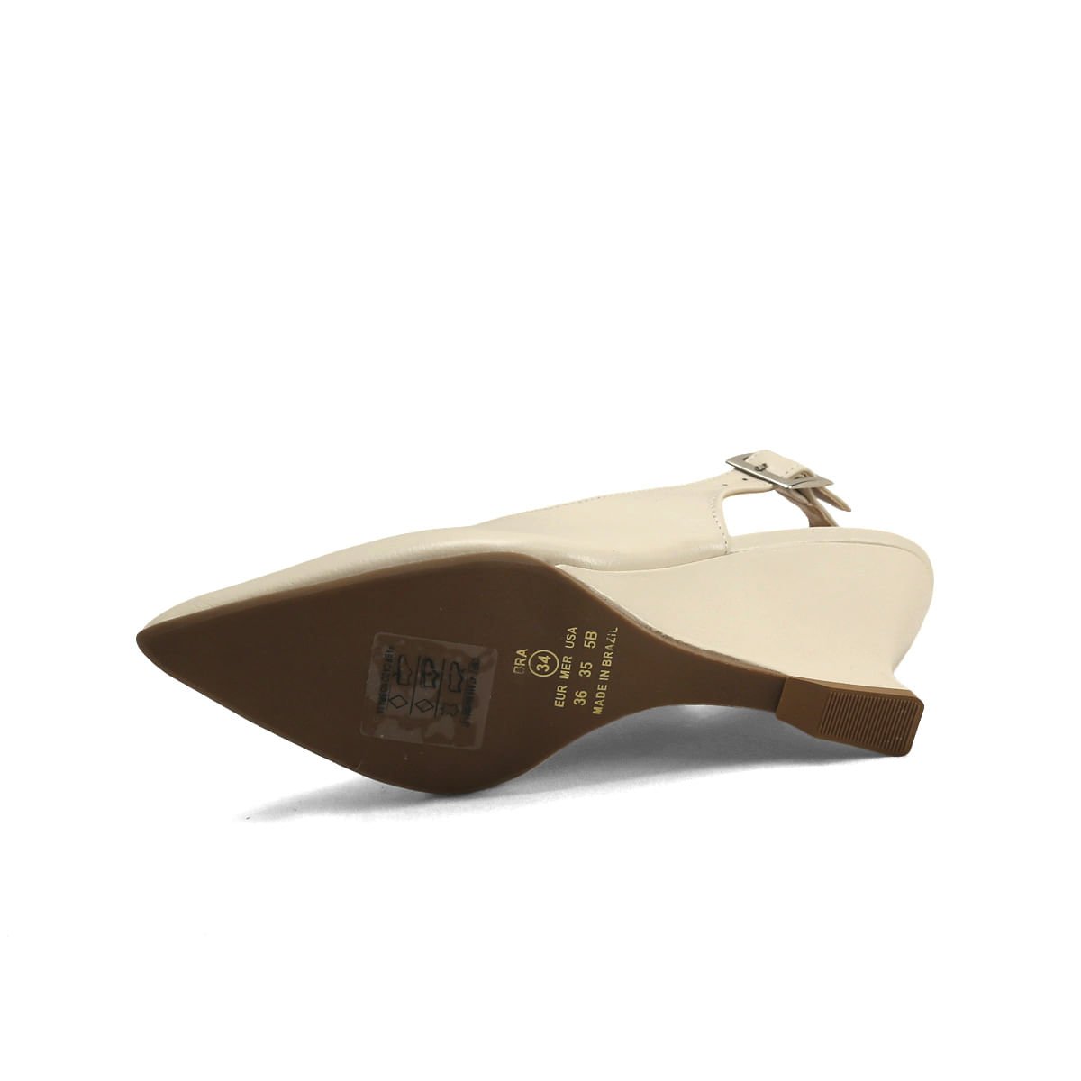 Scarpin Anabela de Couro Calcanhar Aberto Ana Mello Bege 5