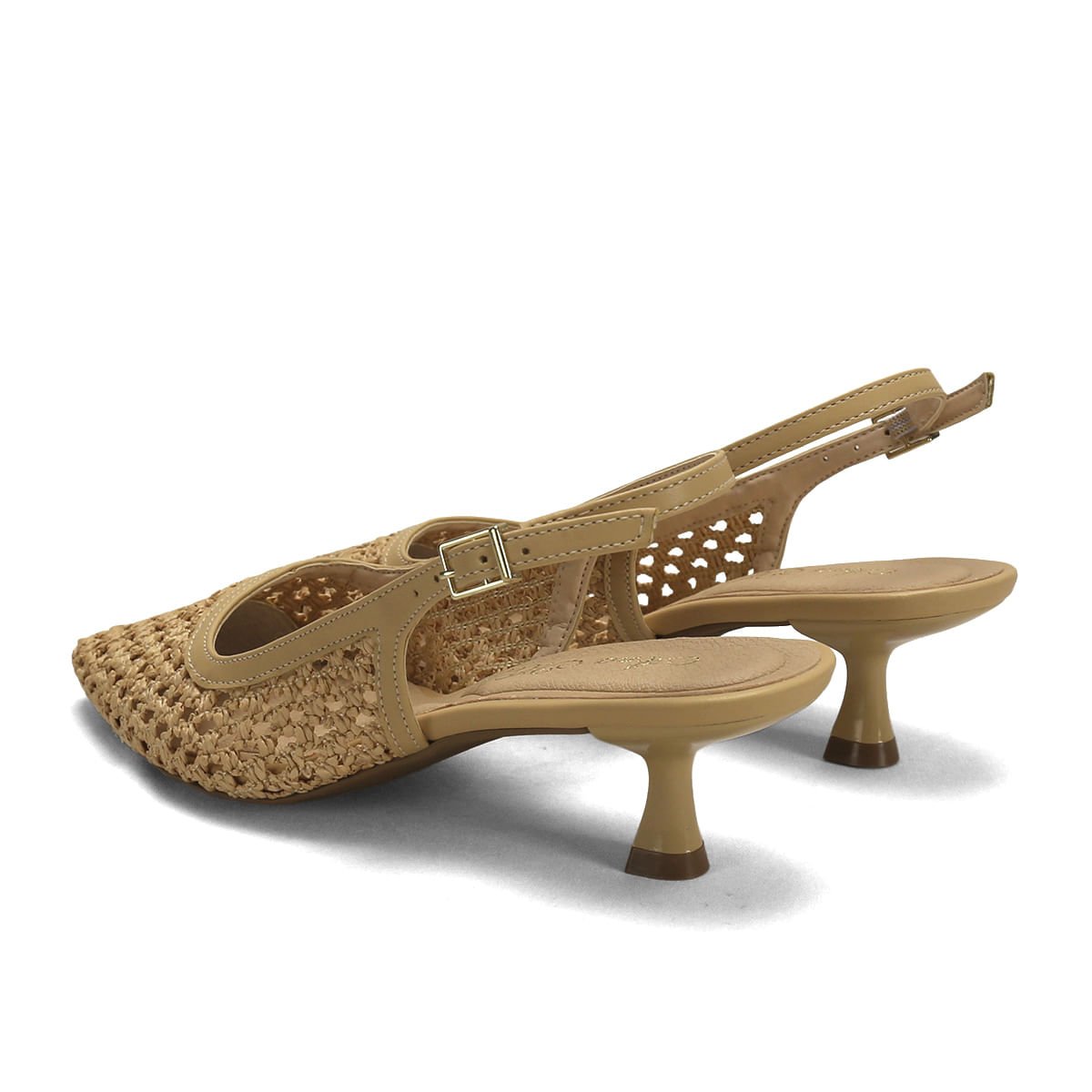 Scarpin Slingback Tressê Amêndoa Salto 5,5cm Bege 3