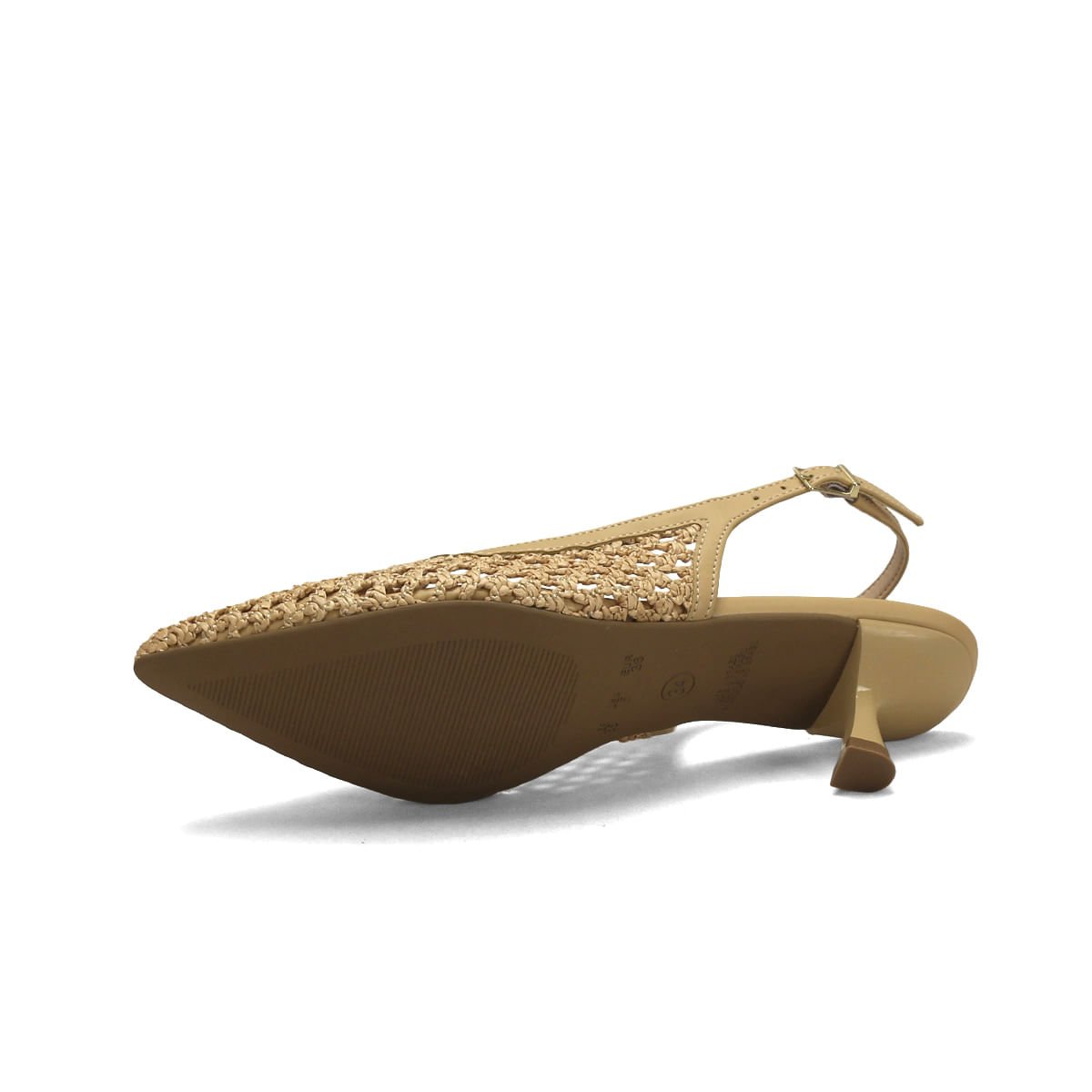 Scarpin Slingback Tressê Amêndoa Salto 5,5cm Bege 5